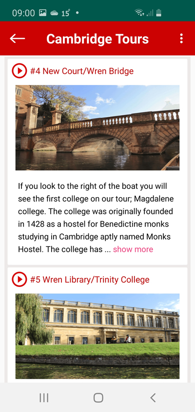 Cambridge Tours - Location App Development 3